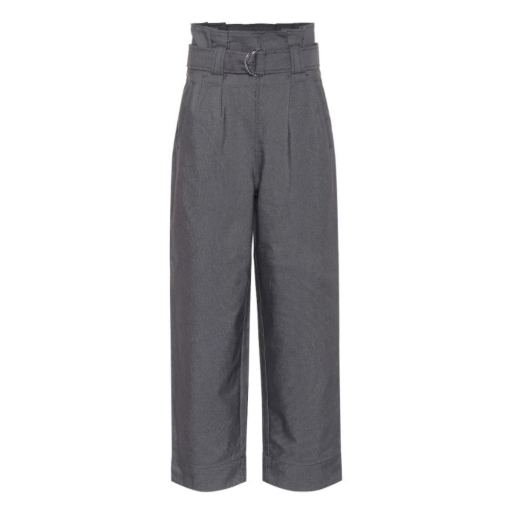 Ganni Dark Grey Paper Bag Waist Wide Leg Pants